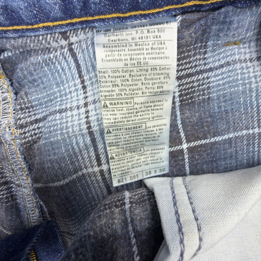 Carhartt B21 DST Flannel Lined Relaxed Fit Denim Jeans Mens 38x30 NWT Dark Stone - Picture 4 of 8